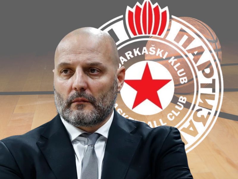Aleksandar Saša Đorđević, grb kk partizan i košarkaški teren