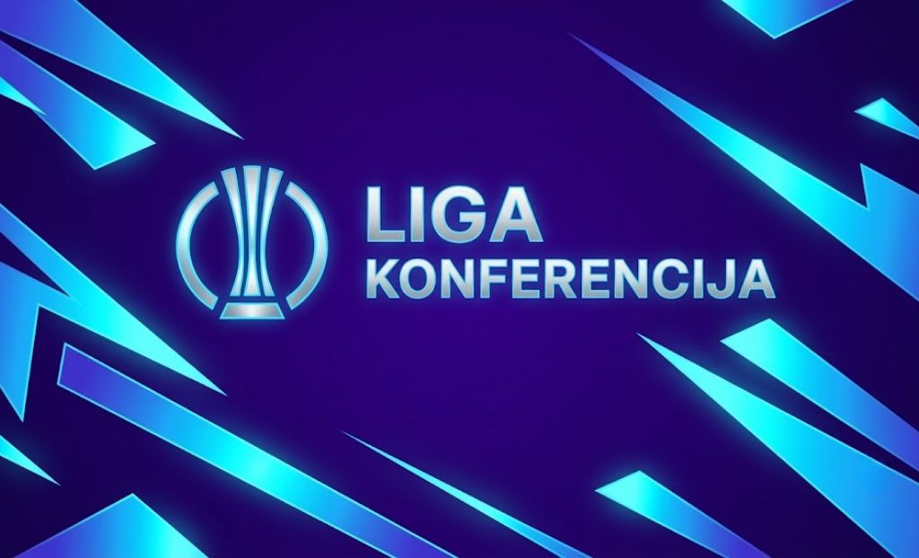 Grafički prikaz logotipa Lige konferencija na plavo-ljubičastoj pozadini.